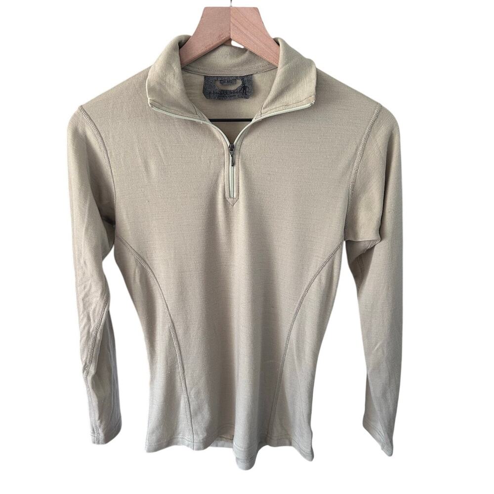 Smartwool 100% Merino Wool Quarter Zip Sage Green Pullover M Base Layer Skiwear